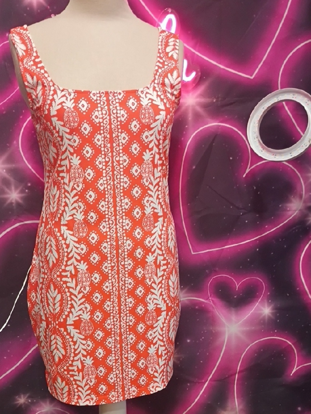 Lilly Pulitzer Sleeveless Orange & White Patterned  Dress